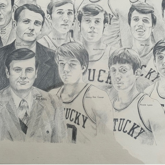 Vintage 1972 1973 Kentucky Wildcats Basketball Print Larry Frost Joe B. Hall - Picture 5 of 9